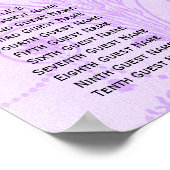 Poster Elégant Violet Mariage damassé Réception Siège (Coin)