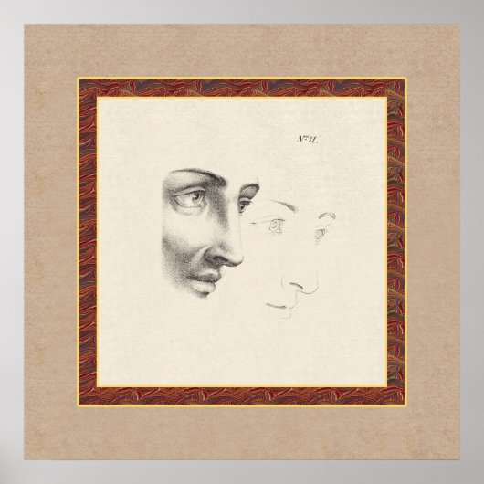 Poster Elégant visage masculin classique en profil Vieux (Devant)