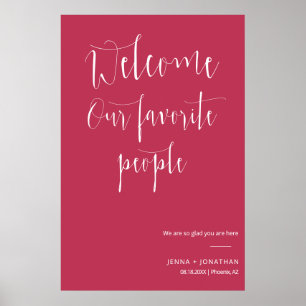 Poster Élégant Viva Magenta Welcome Mariage Cérémonie Sig