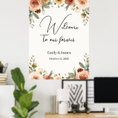 Poster Elegant Watercolor Floral Wedding Welcome (Bureau à domicile)
