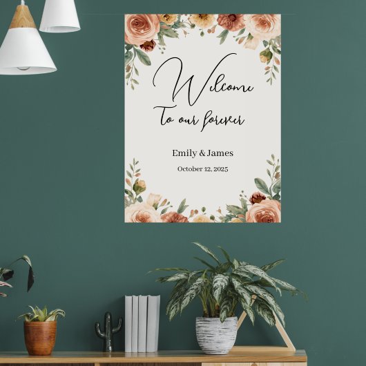 Poster Elegant Watercolor Floral Wedding Welcome (Salon 1)