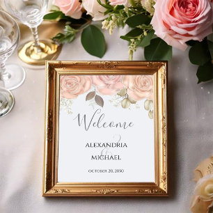 Poster Elegant Watercolor Rose Gold Greenery Foliage