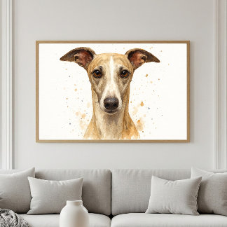 Poster Elégant Whippet Aquarelle Portrait
