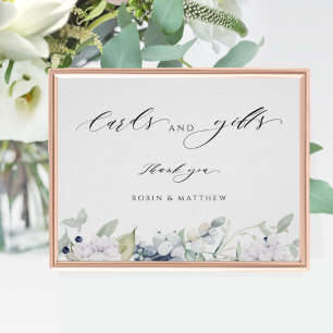 Poster Elegant White and Blue Floral Cards & Venin Sign