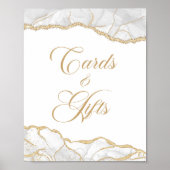 Poster Elegant White Gold Agate Cards & Gifts Sign (Devant)
