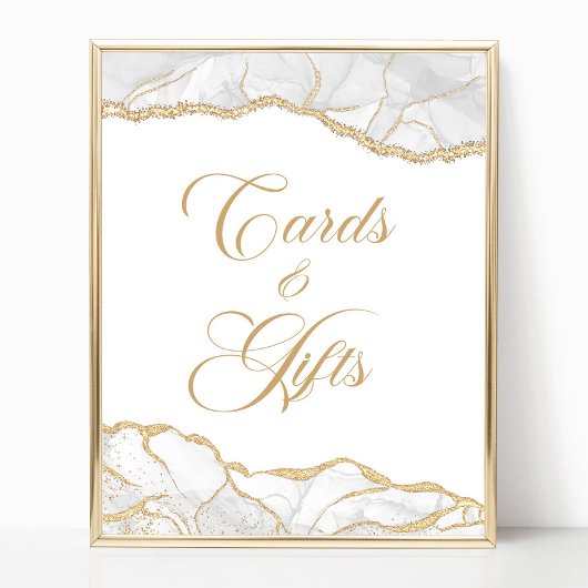Poster Elegant White Gold Agate Cards & Gifts Sign
