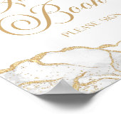Poster Elegant White Gold Agate Guest Book Sign (Coin)