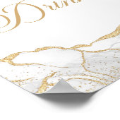 Poster Elegant White Gold Agate Party Drinks Sign (Coin)