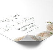Poster Elegant White Roses Welcome Wedding Sign (Coin)