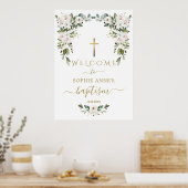 Poster Elegant WhiteLily Wild Rose Welcome Baptism Sign (Cuisine)