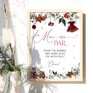 Poster Elégant Winter Girl Baby shower Momosa Bar