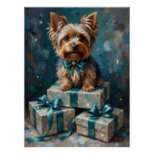 Poster Elegant Yorkshire Terrier Dog Holiday Gift Stack (Devant)