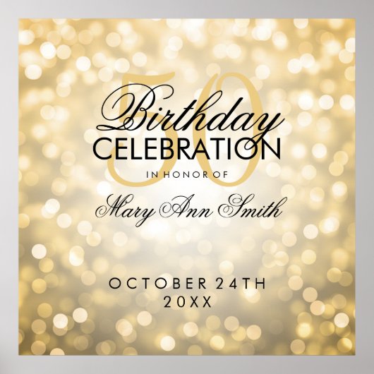 Poster Elégante 50e anniversaire Parties scintillant Lumi (Devant)