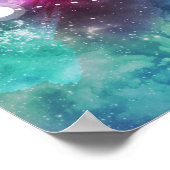 Poster Elégante Aquarelle bleu rouge Nebula Aries (Coin)