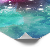 Poster Elégante Aquarelle bleu rouge Nebula Sagittarius (Coin)