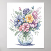Poster Elégante aquarelle Bouquet Fleur sauvage Art (Devant)