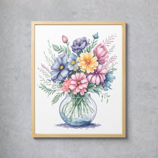 Poster Elégante aquarelle Bouquet Fleur sauvage Art