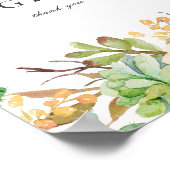 Poster Élégante aquarelle Cadeaux de mariage succulents (Coin)