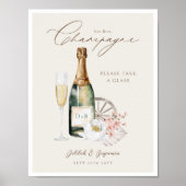Poster Elégante aquarelle Champagne Mariage occidental (Devant)