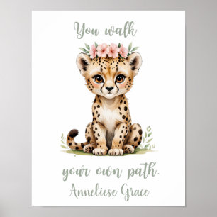 Poster Elégante aquarelle Cheetah Girl's Nursery Custom