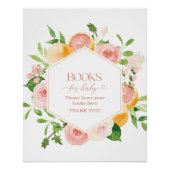 Poster Elégante aquarelle Citrus rose Fleurs bébé chaussu (Devant)