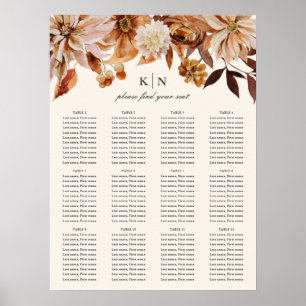 Poster Elégante aquarelle d'automne Floral Siège Mariag