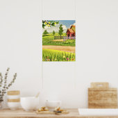 Poster Elégante aquarelle Été vert Arbre floral (Cuisine)