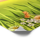 Poster Elégante aquarelle Été vert Arbre floral (Coin)