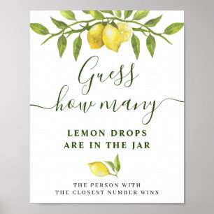 Poster Elégante aquarelle Fête des mariées citron