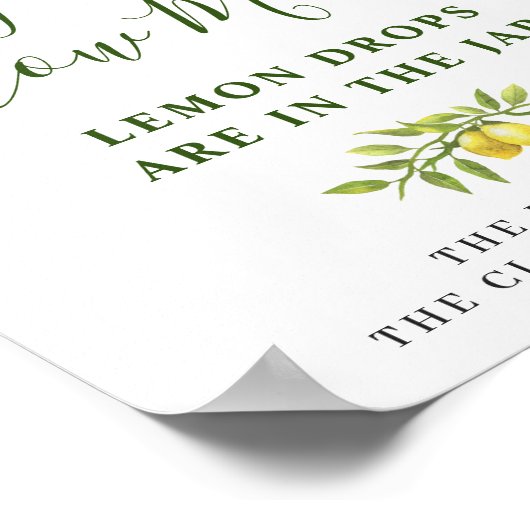 Poster Elégante aquarelle Fête des mariées citron (Coin)