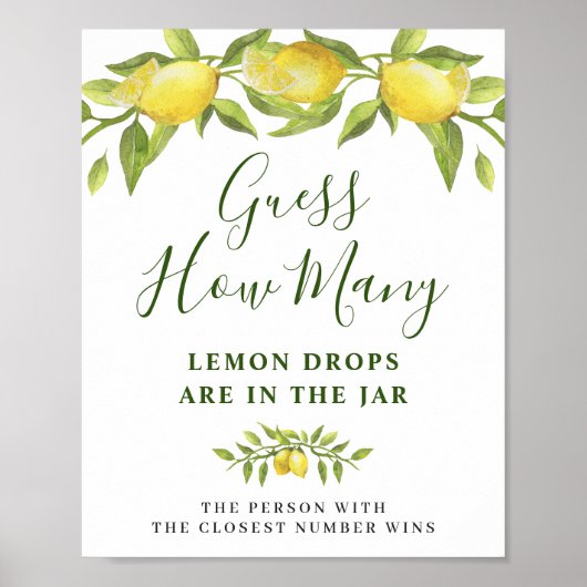 Poster Elégante aquarelle Fête des mariées citron (Devant)