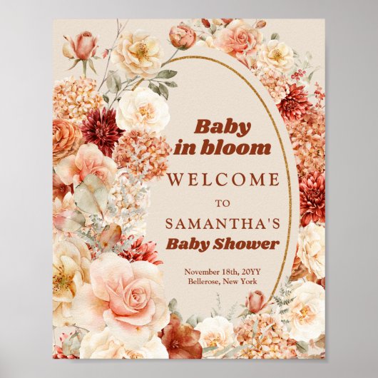 Poster Elégante aquarelle fleur de jardin sauvage Panneau (Devant)