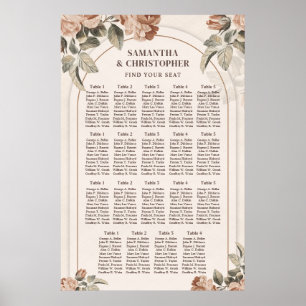 Poster Elégante aquarelle fleurs en cuivre vert poussiére