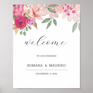 Poster Elégante aquarelle florale peinte à la main