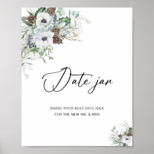 Poster Elégante aquarelle hiver Anémones fleurs nuptiale
