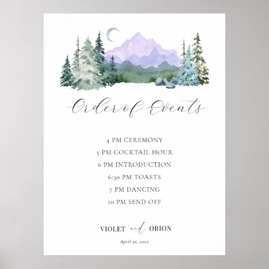 Poster Elégante aquarelle Montagnes Mariage (Devant)