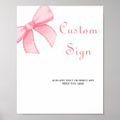 Poster Élégante aquarelle rose Bow douche de la mariée Si (Devant)