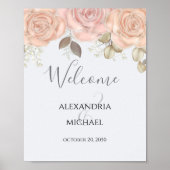 Poster Elégante aquarelle Rose Gold Green Foliage (Devant)