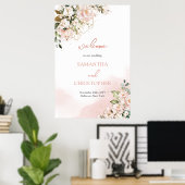 Poster Elégante aquarelle rose pâle mariage (Bureau à domicile)
