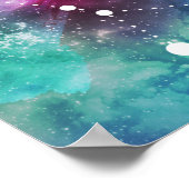 Poster Elégante Aquarelle Rouge Bleu Nébuleuse Cancer (Coin)