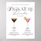 Poster Elégante aquarelle Sa signature Boisson Mariage (Devant)