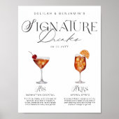 Poster Elégante aquarelle Sa signature Boisson Mariage (Devant)