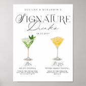 Poster Elégante aquarelle Sa signature Boisson Mariage (Devant)