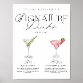 Poster Elégante aquarelle Sa signature Boisson Mariage (Devant)