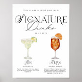 Poster Elégante aquarelle Sa signature Boisson Mariage (Devant)