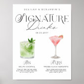 Poster Elégante aquarelle Sa signature Boisson Mariage (Devant)