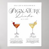 Poster Elégante aquarelle Sa signature Boisson Mariage (Devant)