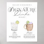 Poster Elégante aquarelle Sa signature Boisson Mariage (Devant)