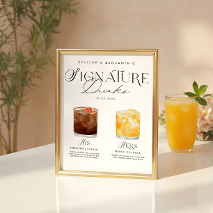 Poster Elégante aquarelle Sa signature Boisson Mariage