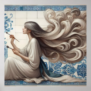 Poster Elégante Artiste Femme - Illustration d'Art Carrel